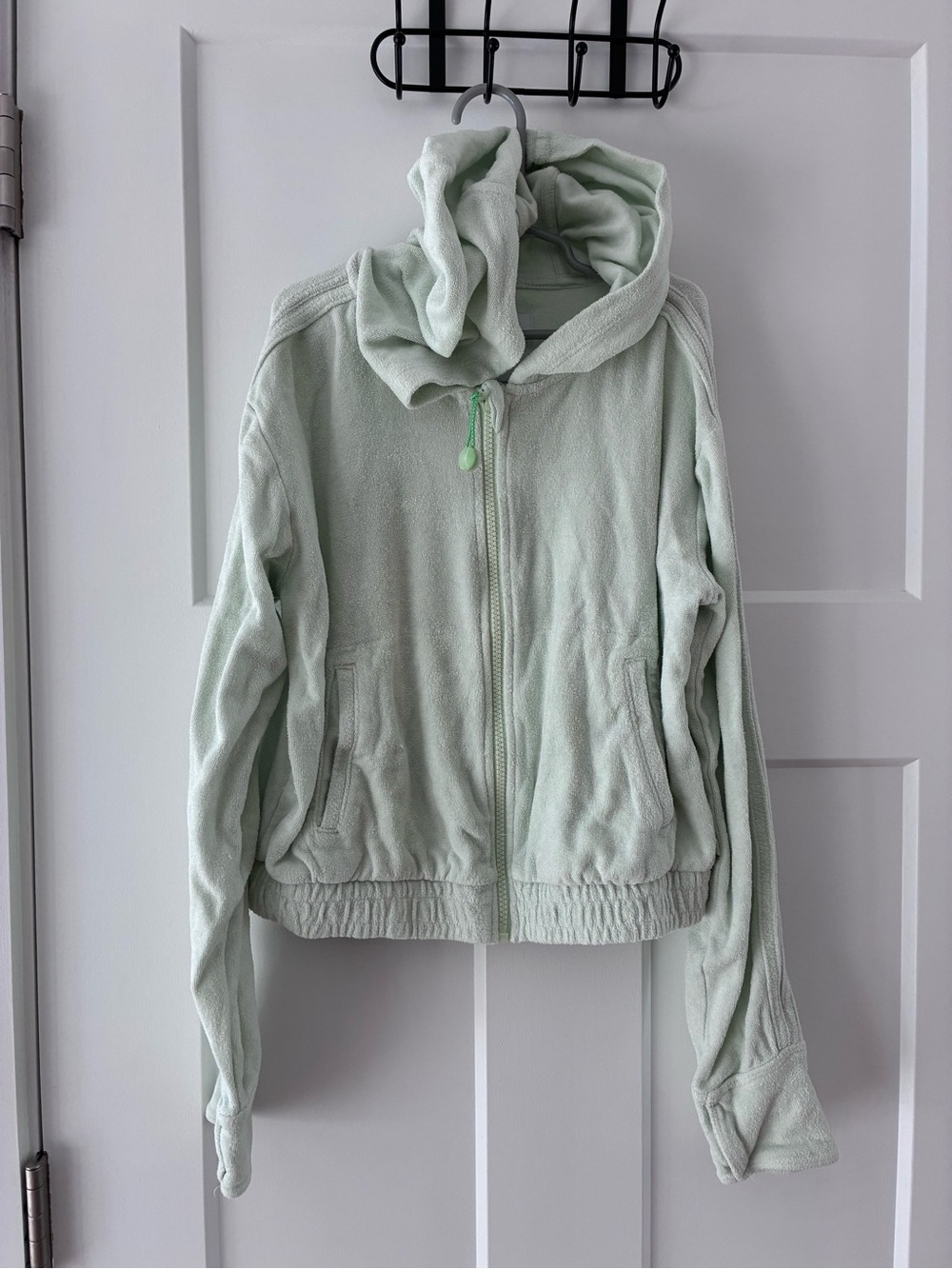 Athleta Light Mint Hooded Zip swim toweling coverup